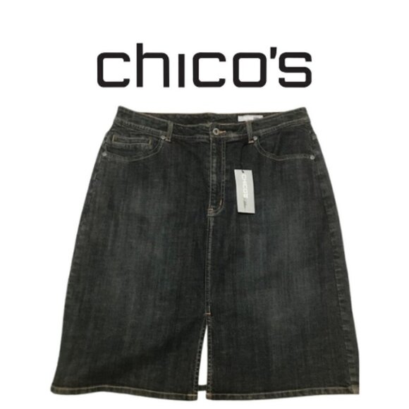 NWT Women's Chico's Platinum Denim Straight Dark Wash Skirt Size 2.5 (14) - Picture 7 of 9